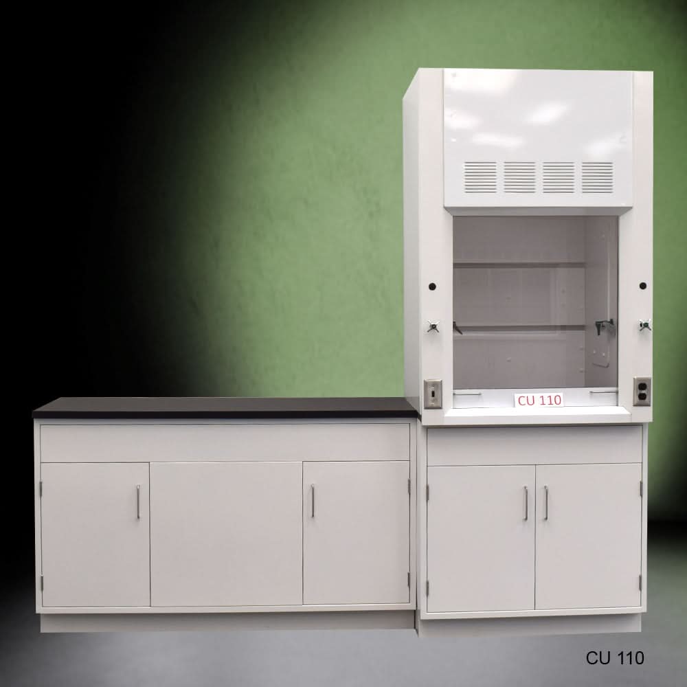 3′ Fisher American Fume Hood w/ Storage & 5′ Laboratory Cabinet