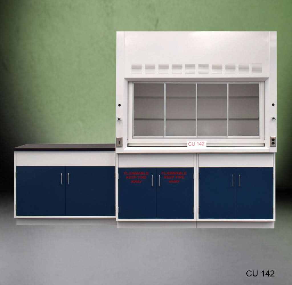 6′ Fisher American Fume Hood w/ 9′ Laboratory Cabinets & Flammable Storage