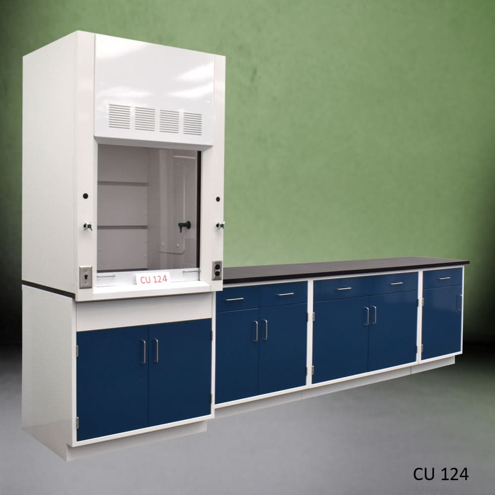 3′ Fisher American Fume Hood w/ 9′ Cabinets