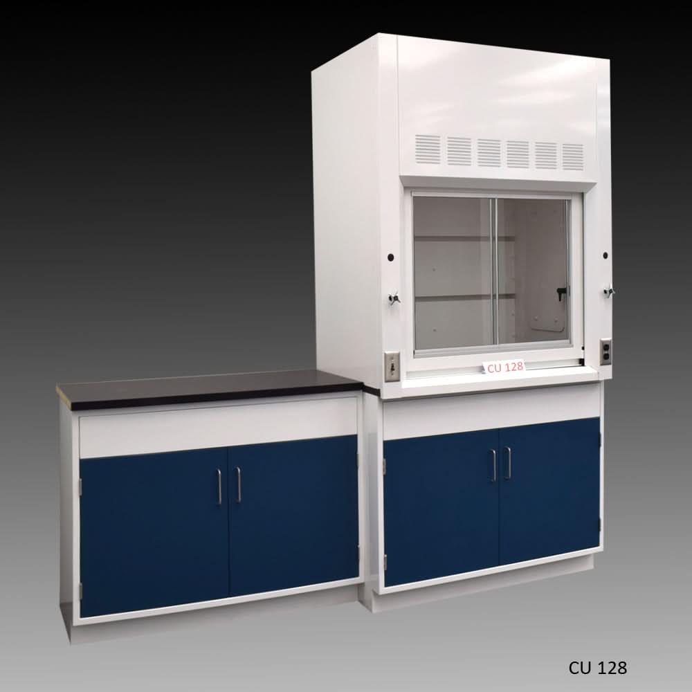 4′ Fisher American Fume Hood w/ General Storage 4′ Laboratory Cabinets