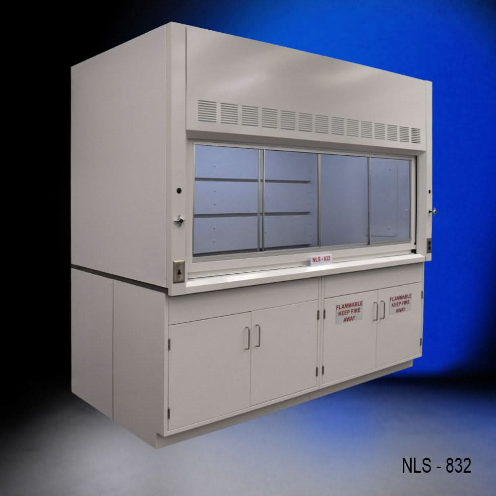 8′ x 4′ Fisher American Fume Hood w/ Flammable Cabinets