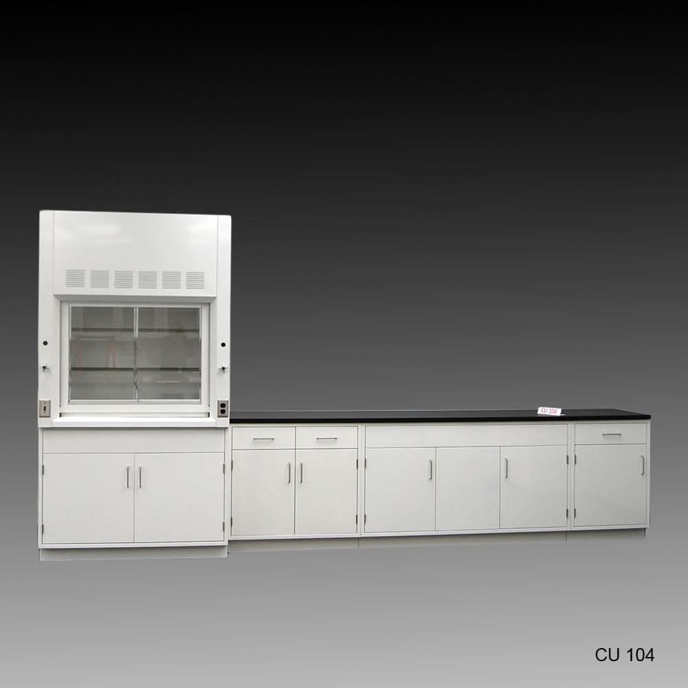 4′ Fisher American Fume Hood w/ Storage & 10′ Cabinets