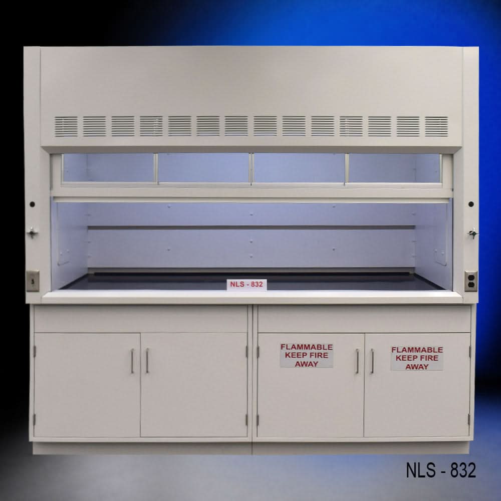 8′ x 4′ Fisher American Fume Hood w/ Flammable Cabinets