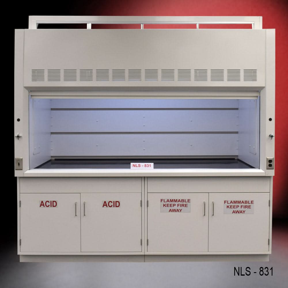 8′ x 4′ Fisher American Fume Hood w/ Acid & Flammable Cabinets