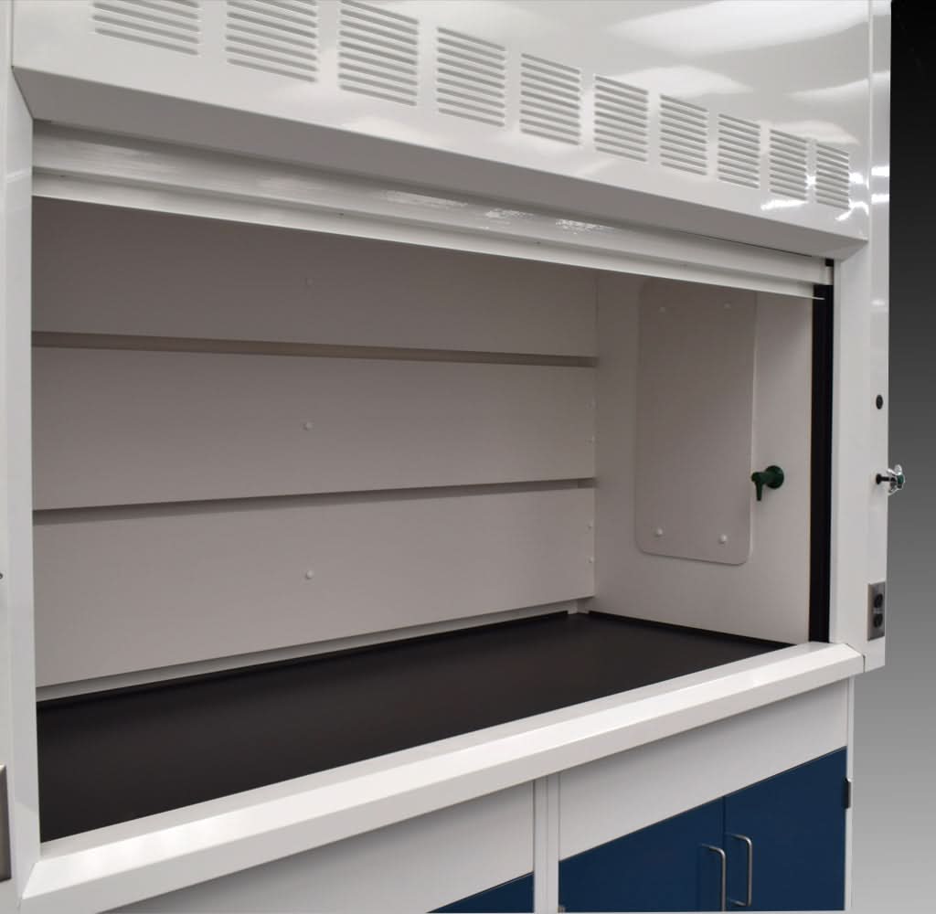 6′ Fisher American Fume Hood w/ Flammable Storage & 14′ Cabinet Group