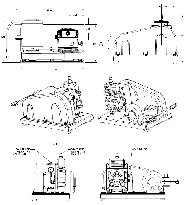 Welch 1400 DuoSeal 0.9 cfm 0.1 Micron Belt Drive Dual-Stage Pump