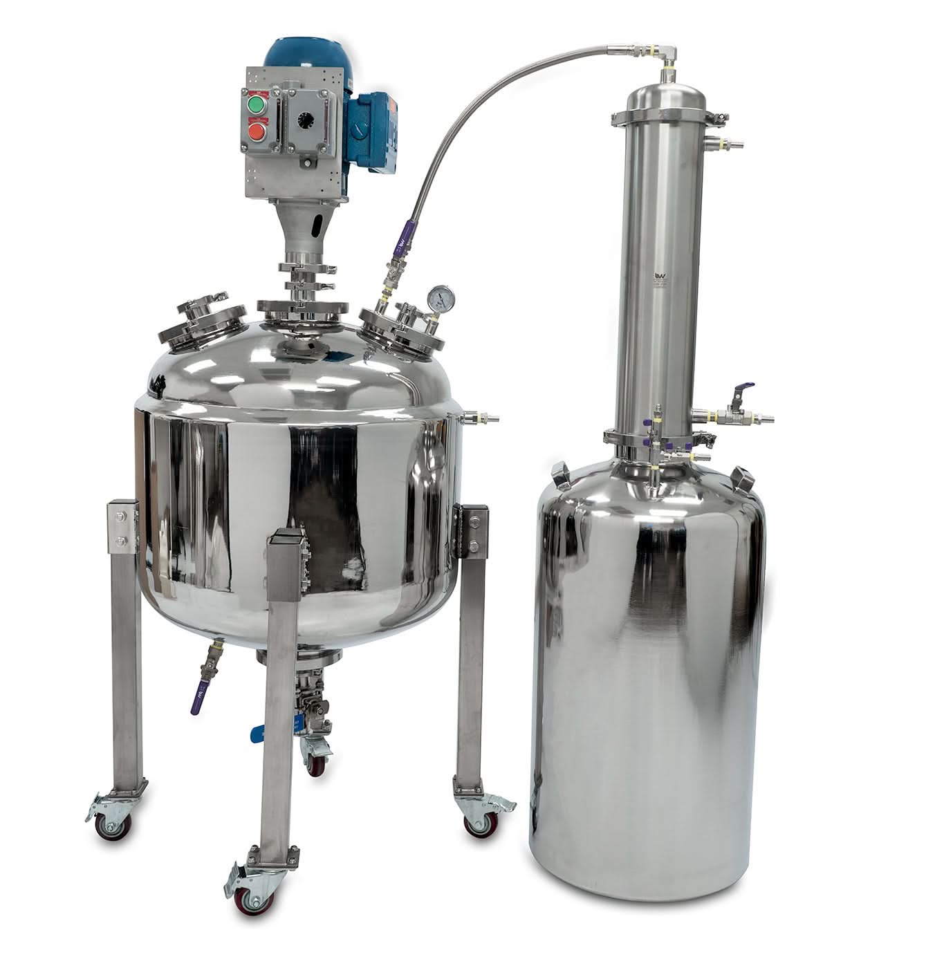 BVV Jacketed Reactor with Motor and Collection Vessel