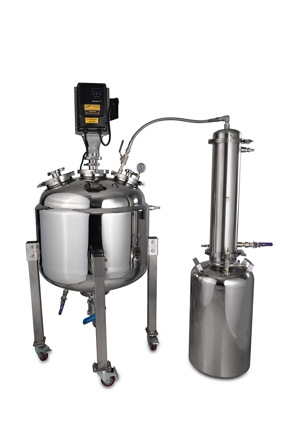 BVV Jacketed Reactor with Motor and Collection Vessel