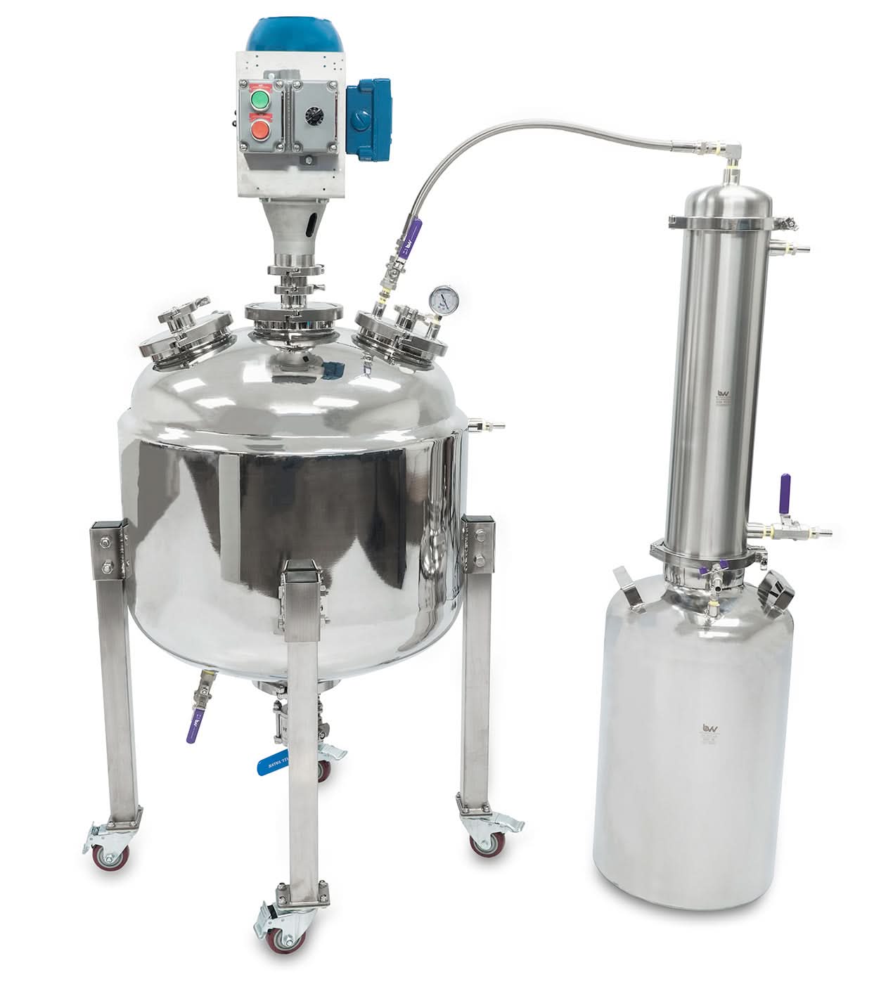BVV Jacketed Reactor with Motor and Collection Vessel