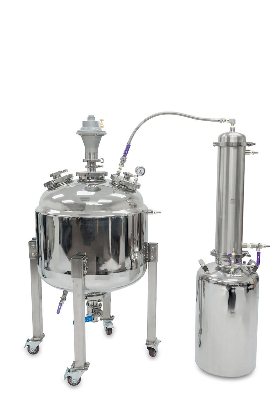 BVV Jacketed Reactor with Motor and Collection Vessel