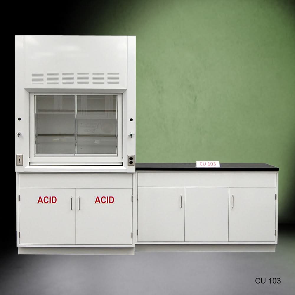 4′ Fisher American Fume Hood w/ 5′ Cabinets
