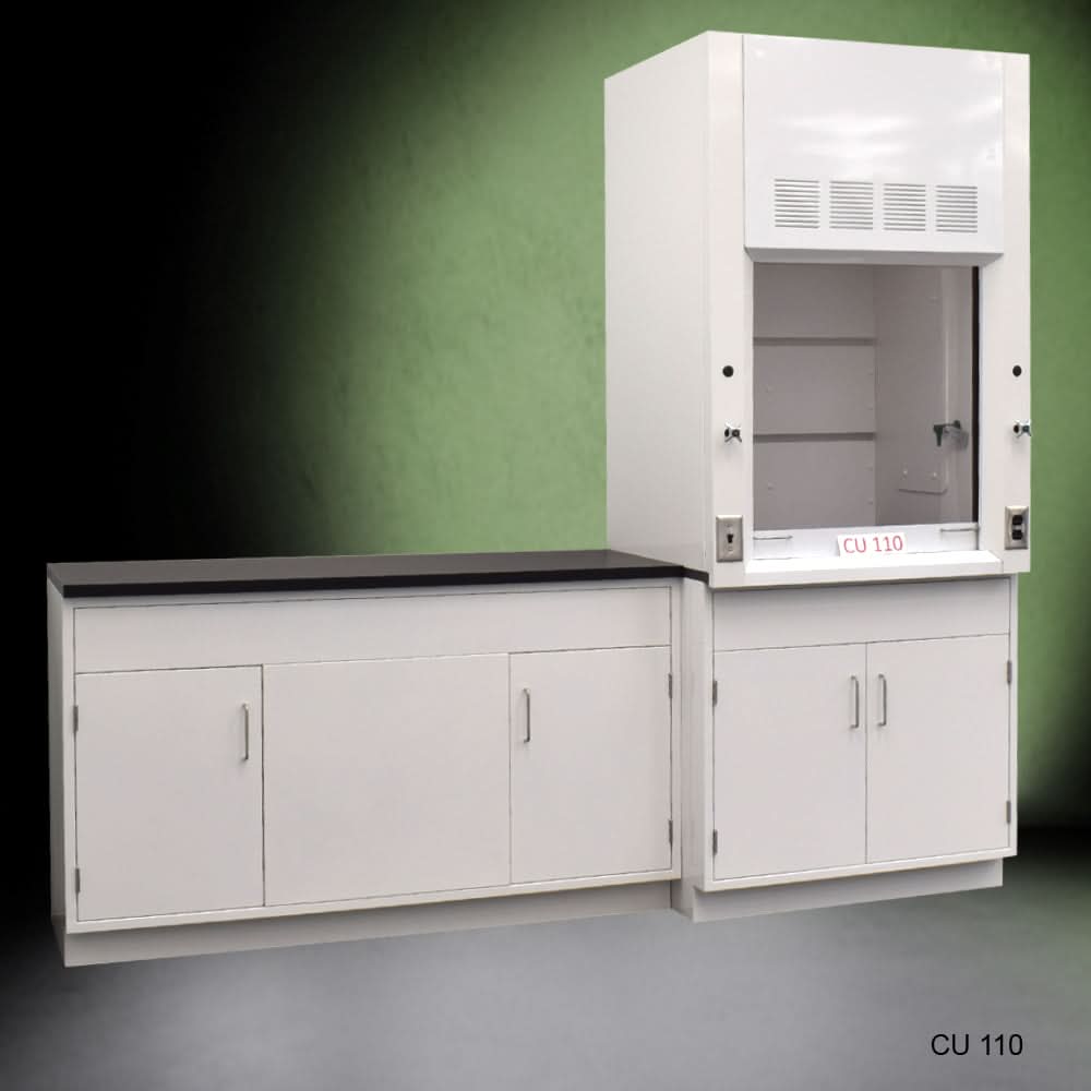 3′ Fisher American Fume Hood w/ Storage & 5′ Laboratory Cabinet