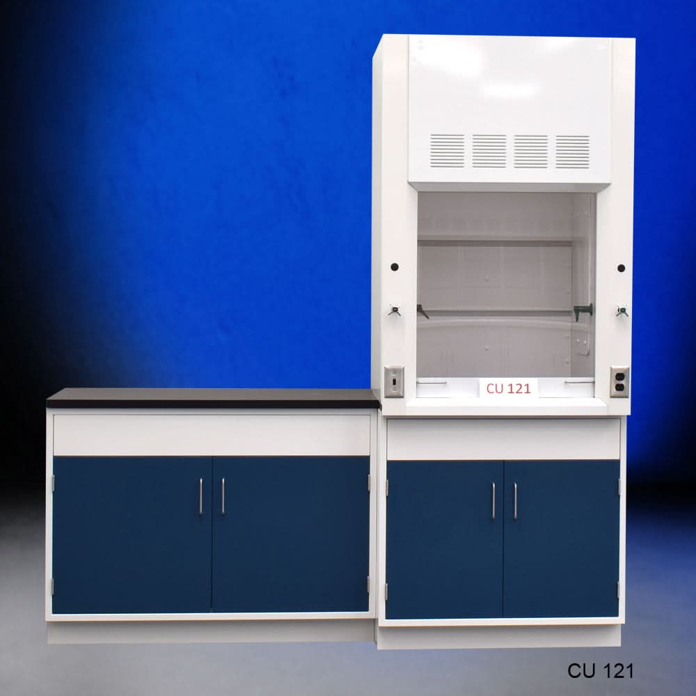 3′ Fisher American Fume Hood w/ Storage 4′ Sink Cabinets
