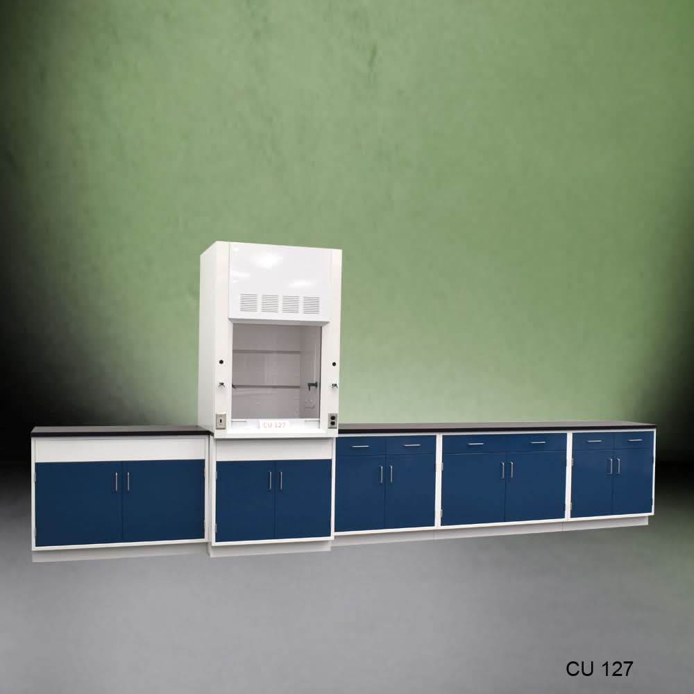 3ā² Fisher American Fume Hood w/ Storage & 14ā² Laboratory Cabinets