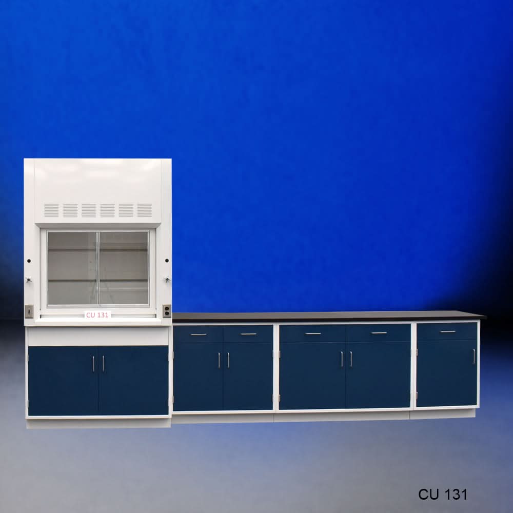 4′ Fisher American Fume Hood w/ 9′ Storage Cabinets