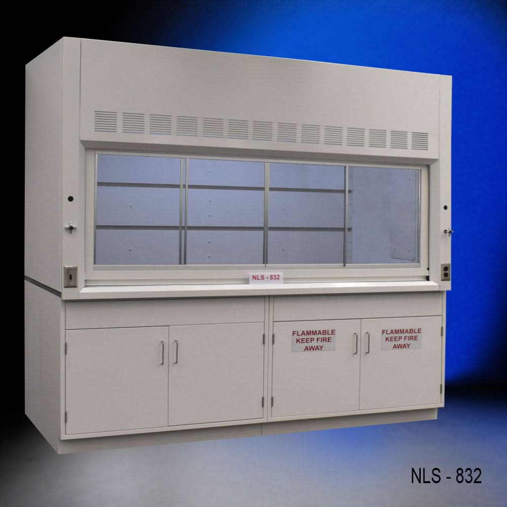 8′ x 4′ Fisher American Fume Hood w/ Flammable Cabinets