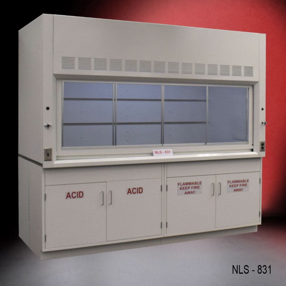 8′ x 4′ Fisher American Fume Hood w/ Acid & Flammable Cabinets