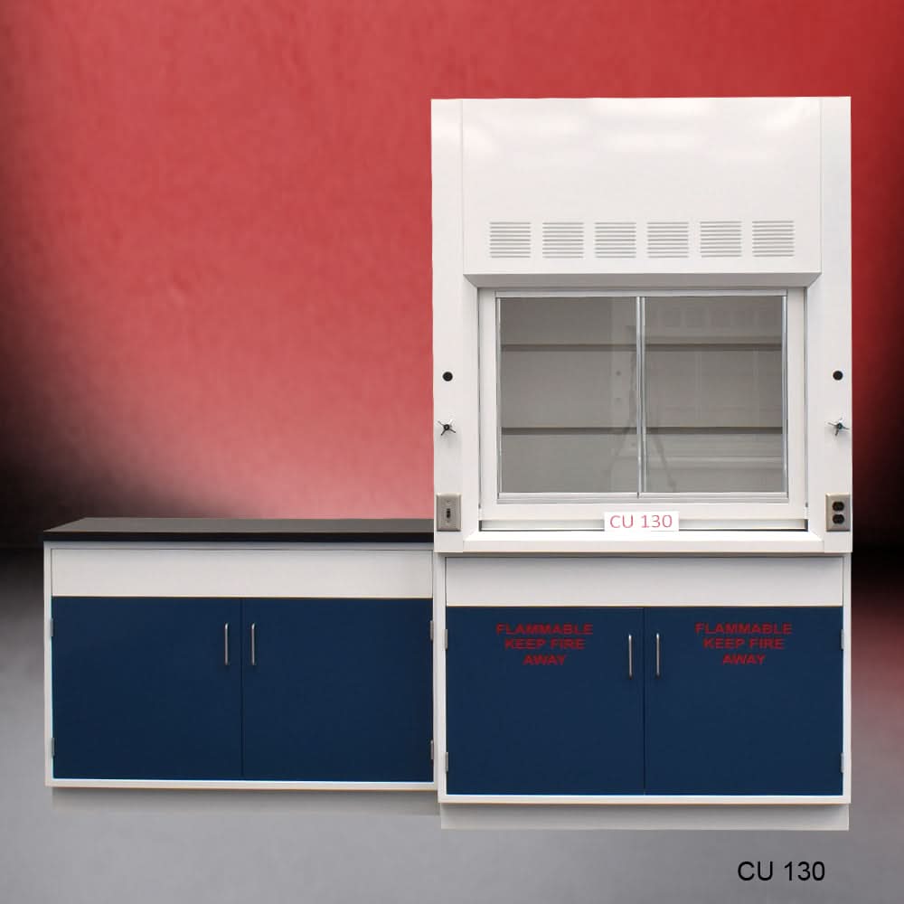 4′ Fisher American Fume Hood w/ 4′ Cabinets and 2 Door Flammable