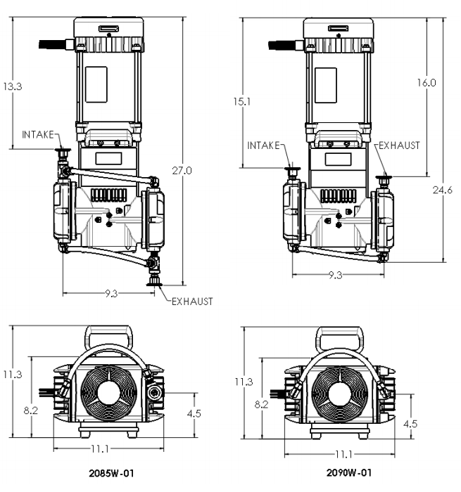 Welch 2090 4.5 CFM Diaphragm Pump with Explosion Proof Motor