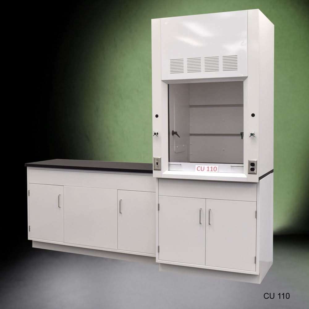 3′ Fisher American Fume Hood w/ Storage & 5′ Laboratory Cabinet