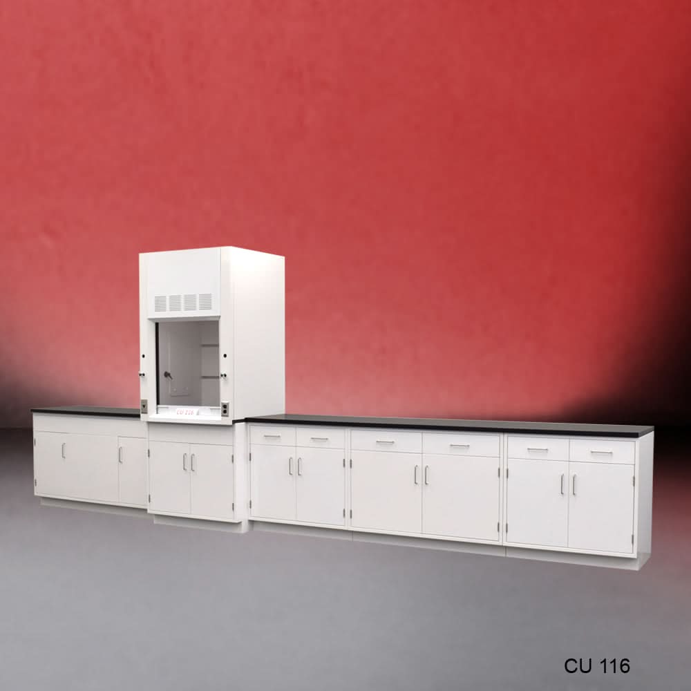 3ā² Fisher American Fume Hood w/ 15ā² Cabinets