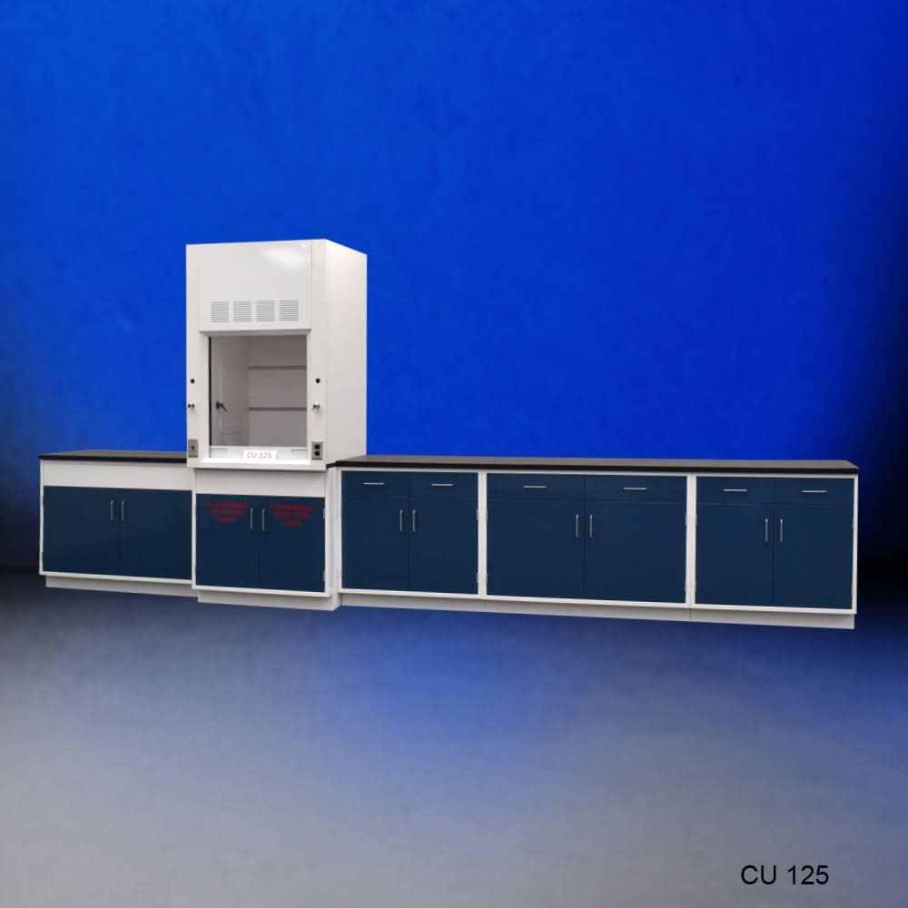 3ā² Fisher American Fume Hood w/ 14ā² Laboratory Cabinets & Flammable Storage