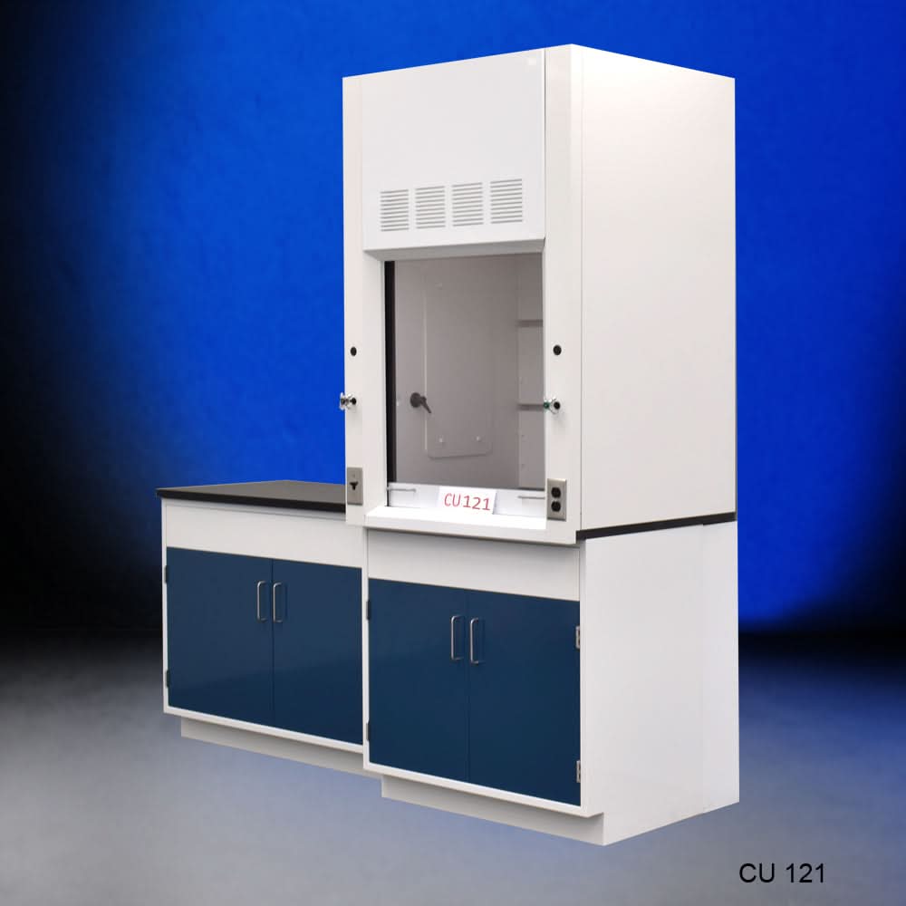 3′ Fisher American Fume Hood w/ Storage 4′ Sink Cabinets