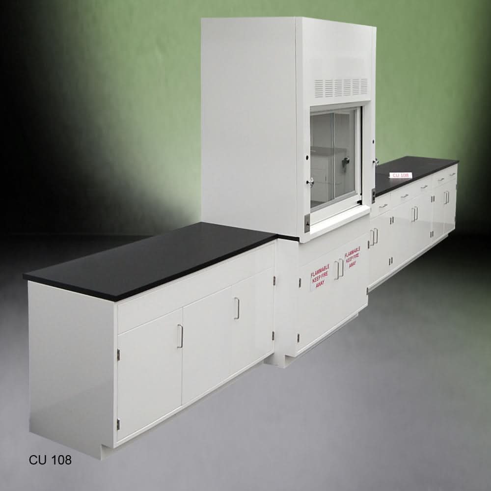 4ā² Fisher American Fume Hood w/ 15ā² Cabinets & 2 Door Flammable Storage