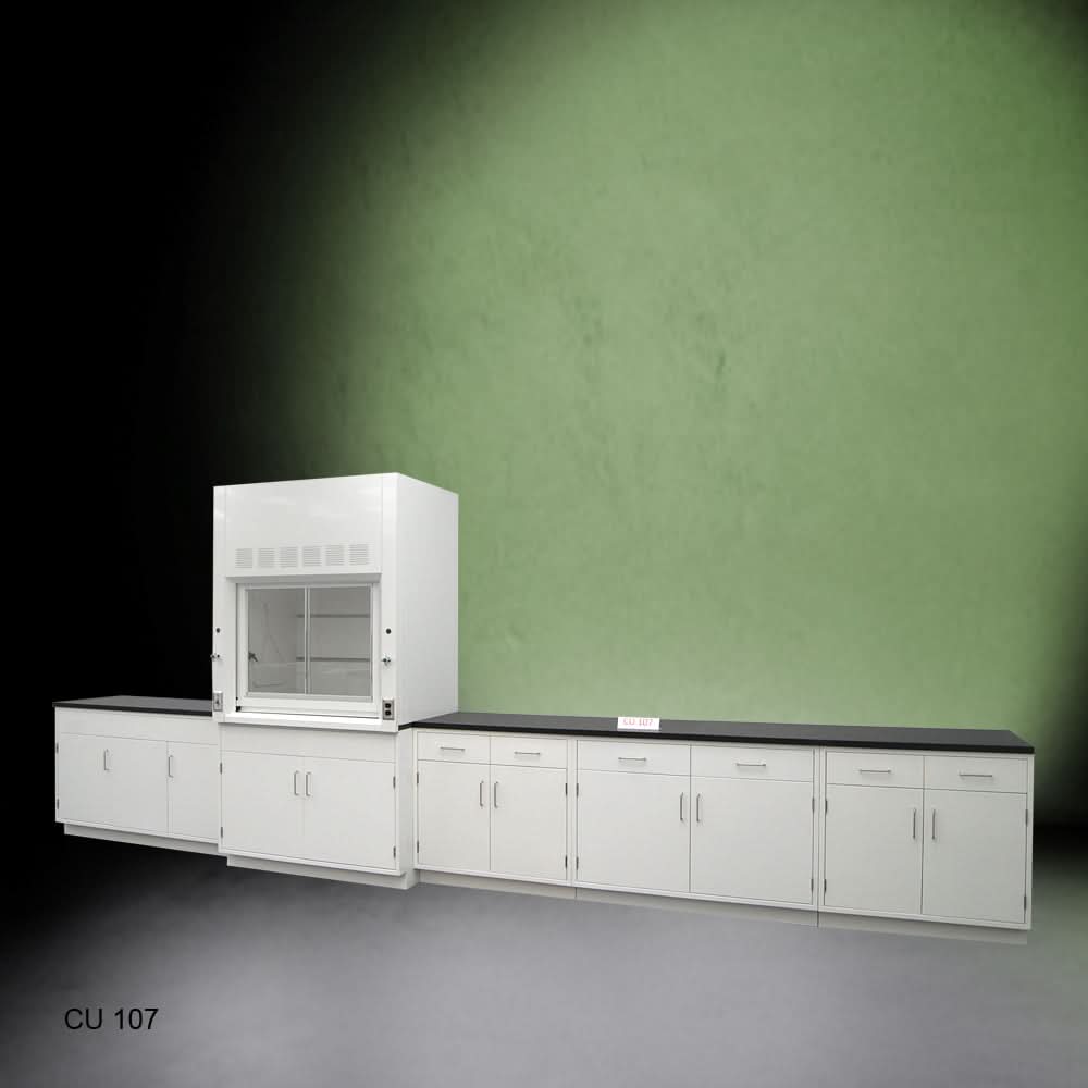 4ā² Fisher American Fume Hood w/ Storage 15ā² Laboratory Cabinet Group