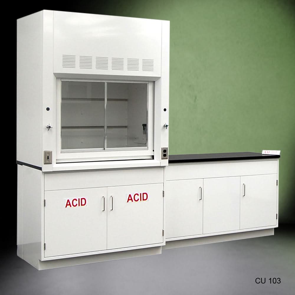 4′ Fisher American Fume Hood w/ 5′ Cabinets