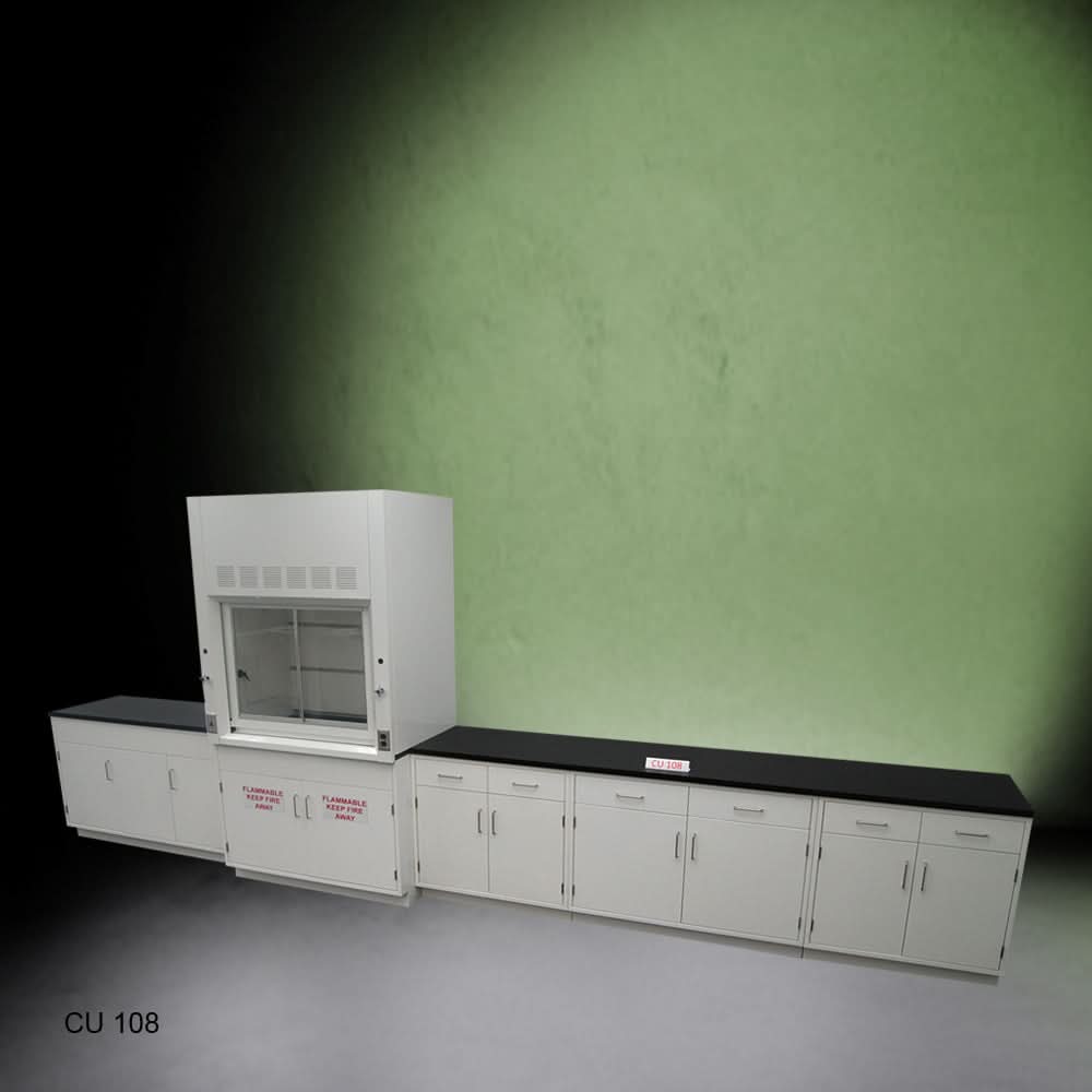 4ā² Fisher American Fume Hood w/ 15ā² Cabinets & 2 Door Flammable Storage