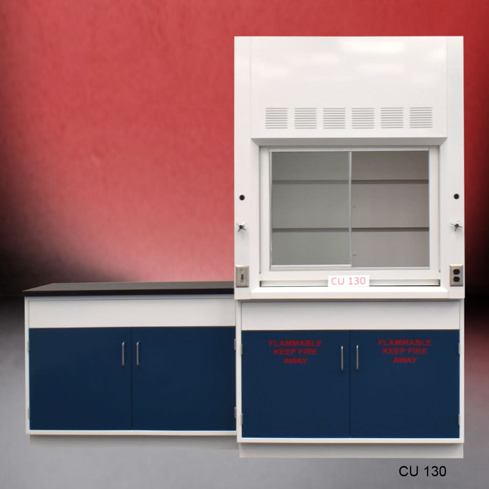 4′ Fisher American Fume Hood w/ 4′ Cabinets and 2 Door Flammable