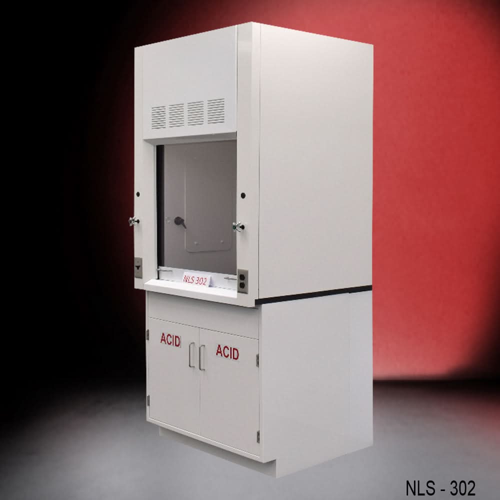 3′ Fisher American Fume Hood w/ Acid Cabinets