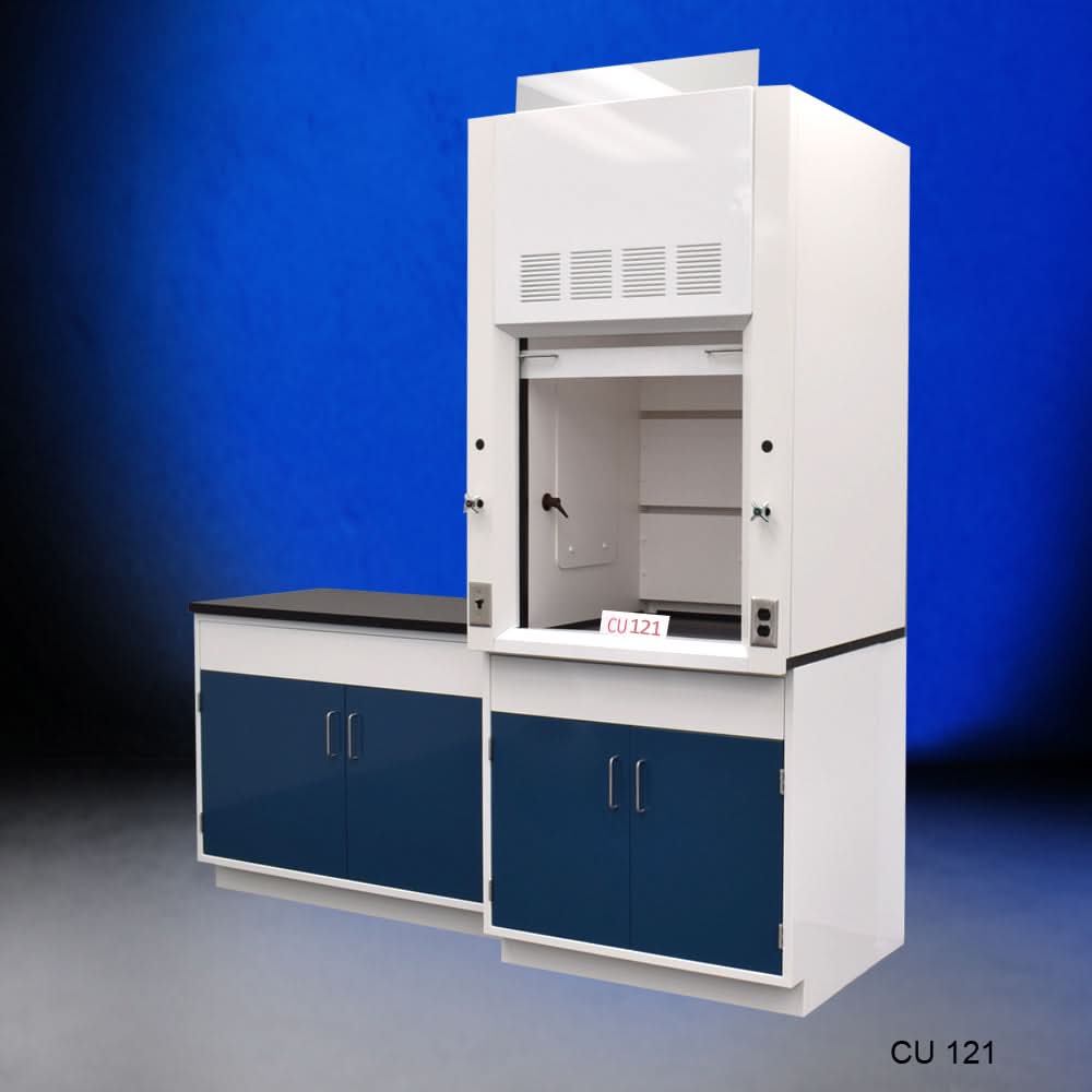 3′ Fisher American Fume Hood w/ Storage 4′ Sink Cabinets