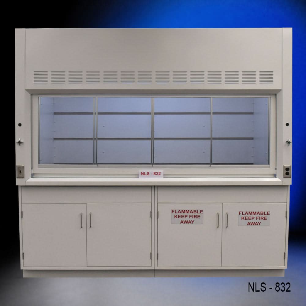 8′ x 4′ Fisher American Fume Hood w/ Flammable Cabinets