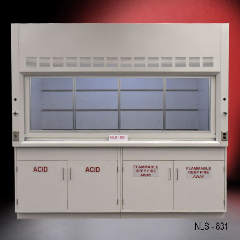 8′ x 4′ Fisher American Fume Hood w/ Acid & Flammable Cabinets