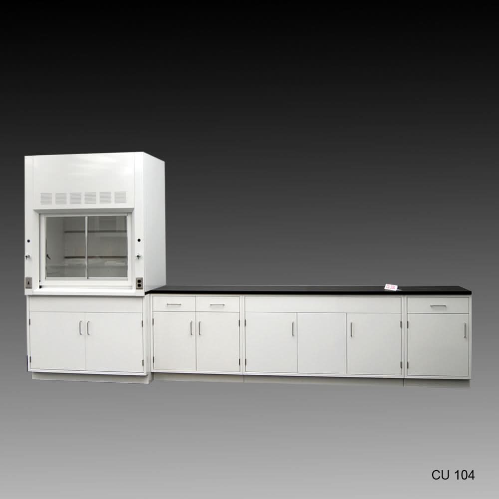4ā² Fisher American Fume Hood w/ Storage & 10ā² Cabinets