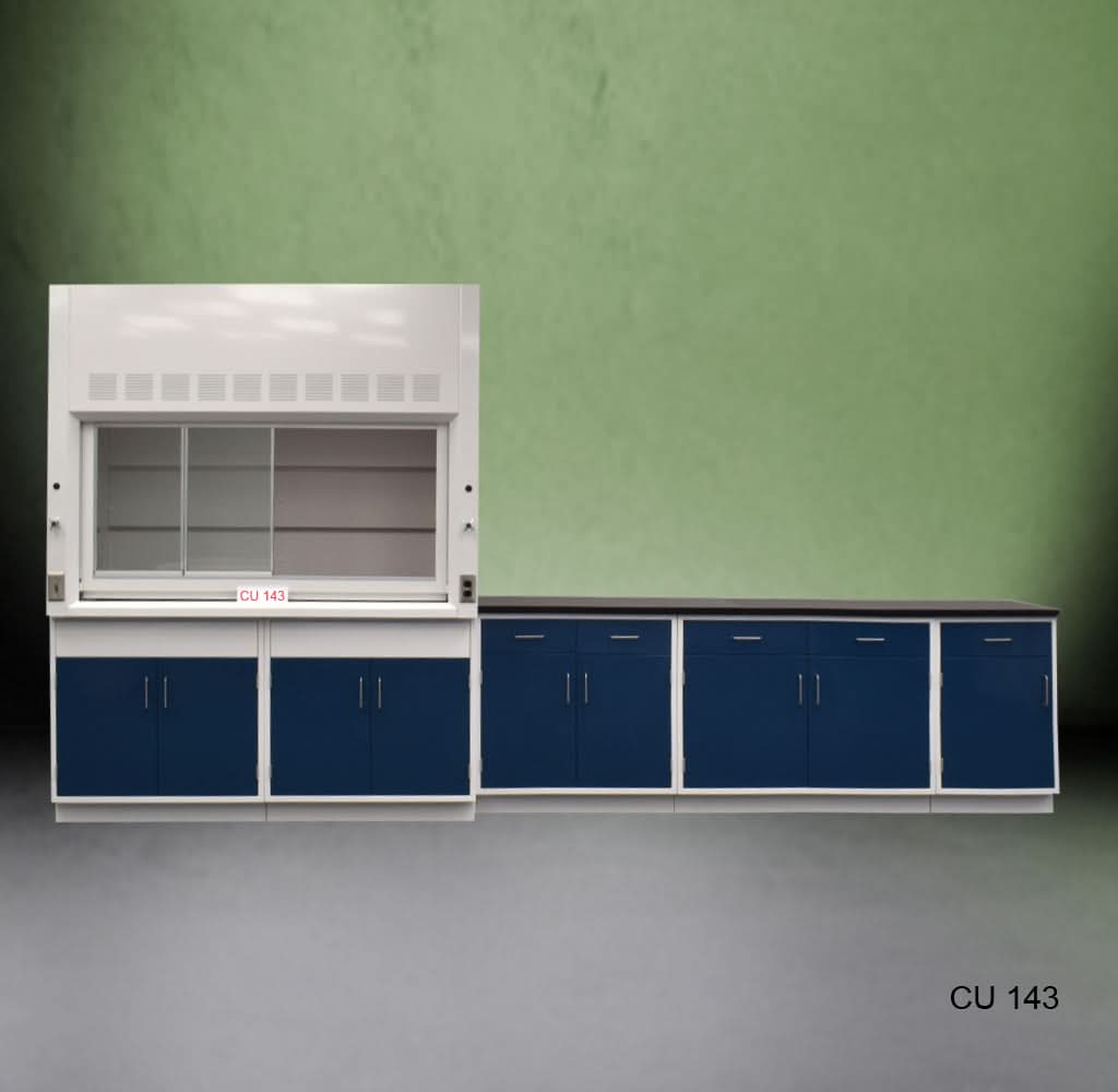 6′ Fisher American Fume Hood w/ 9′ Cabinets