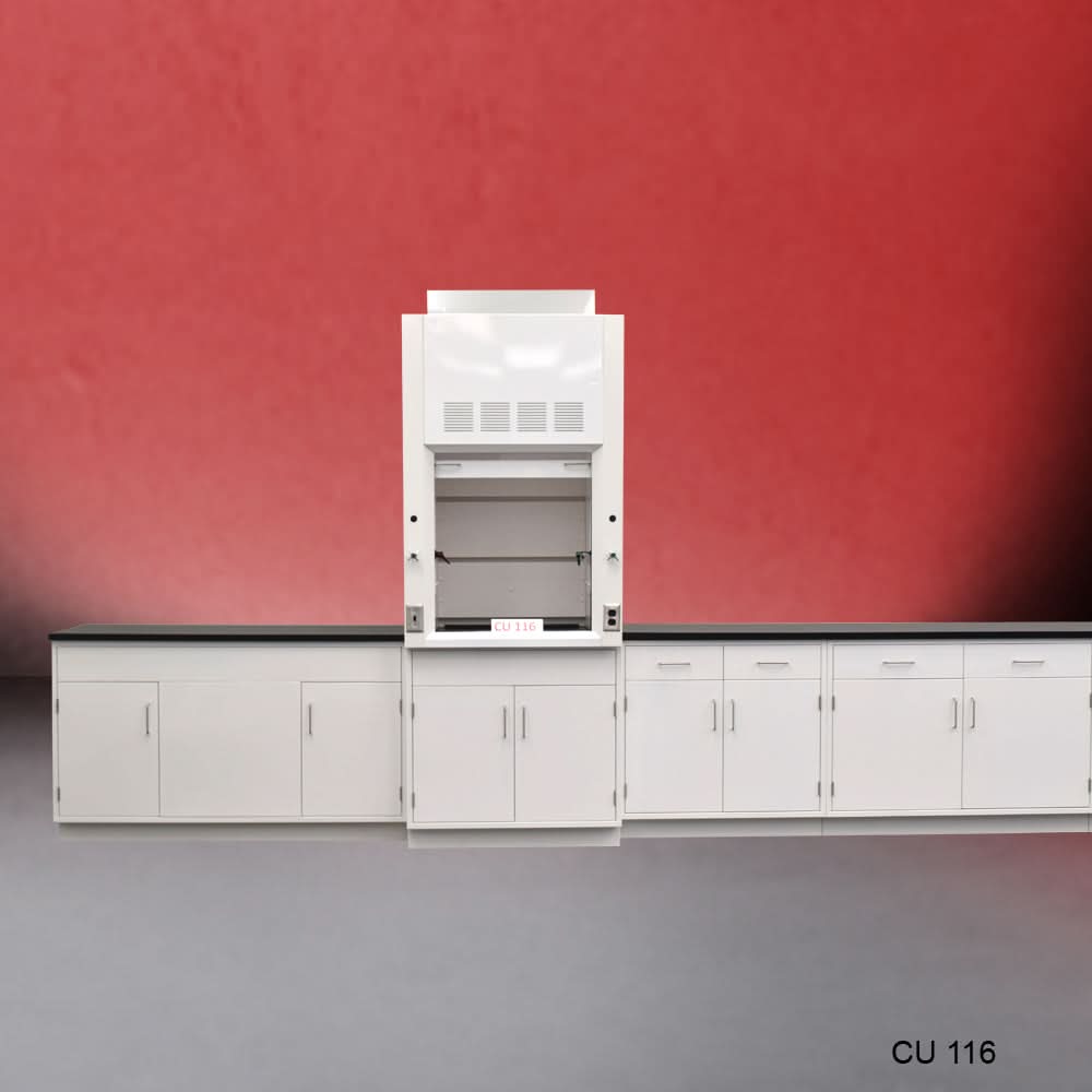 3ā² Fisher American Fume Hood w/ 15ā² Cabinets
