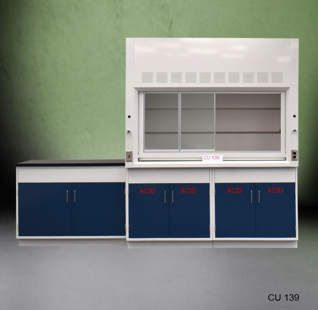 6ā² Fisher American Fume Hood w/ Acid Storage & 4ā² Sink Cabinet