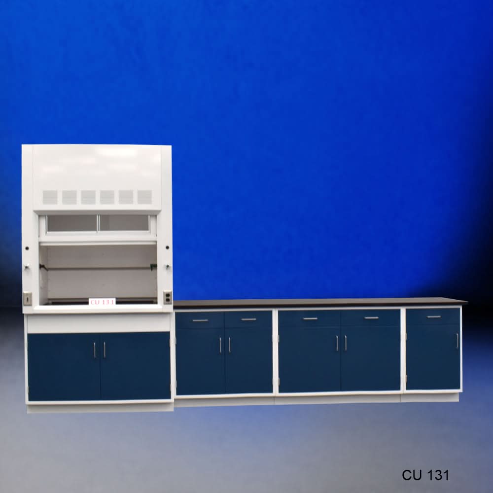 4′ Fisher American Fume Hood w/ 9′ Storage Cabinets