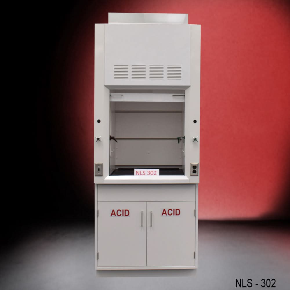 3′ Fisher American Fume Hood w/ Acid Cabinets