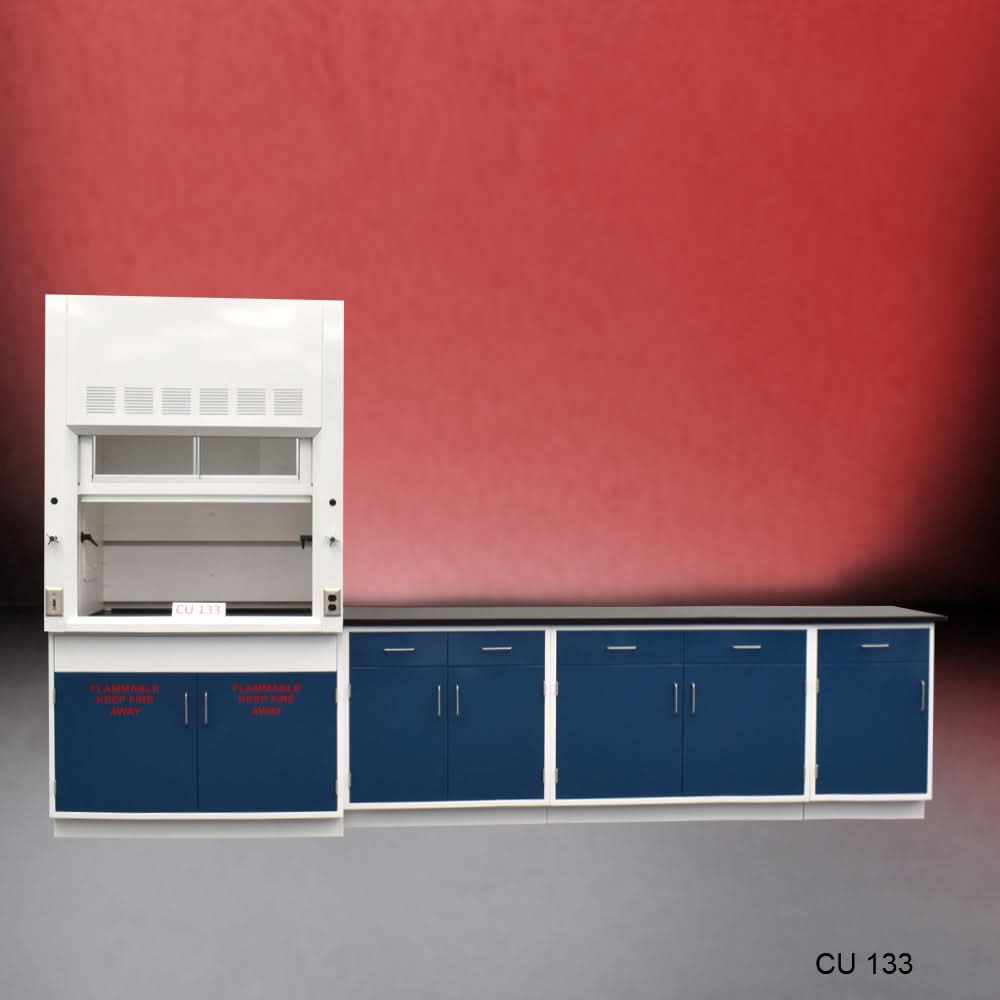 4′ Fisher American Fume Hood w/ 9′ Cabinets