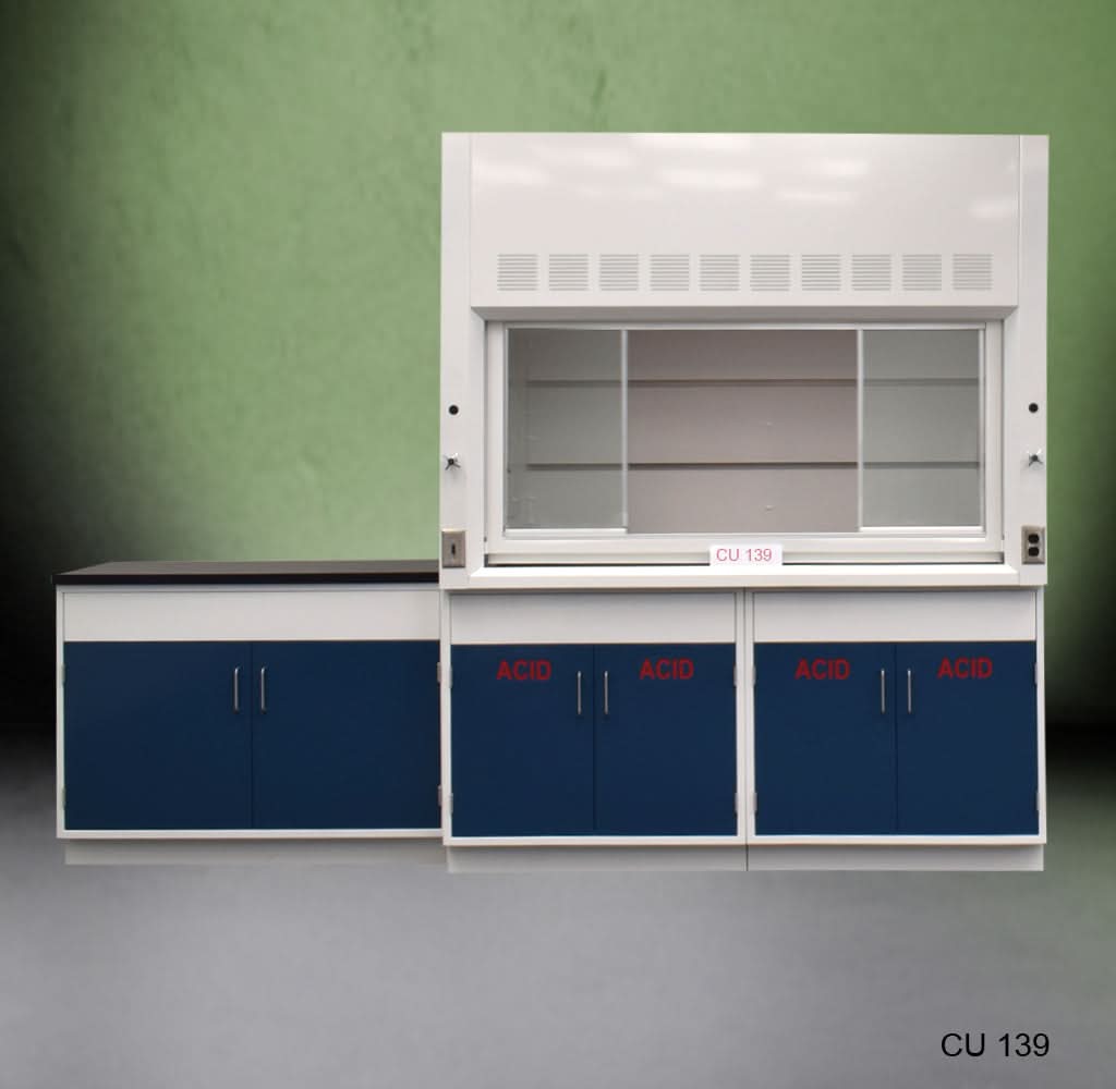 6ā² Fisher American Fume Hood w/ Acid Storage & 4ā² Sink Cabinet