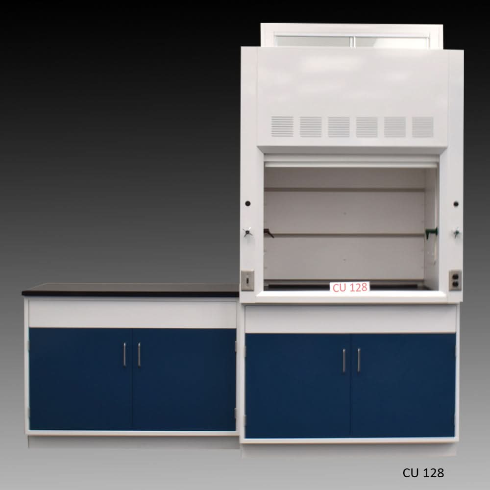 4′ Fisher American Fume Hood w/ General Storage 4′ Laboratory Cabinets