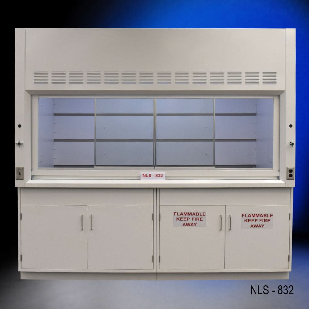 8′ x 4′ Fisher American Fume Hood w/ Flammable Cabinets