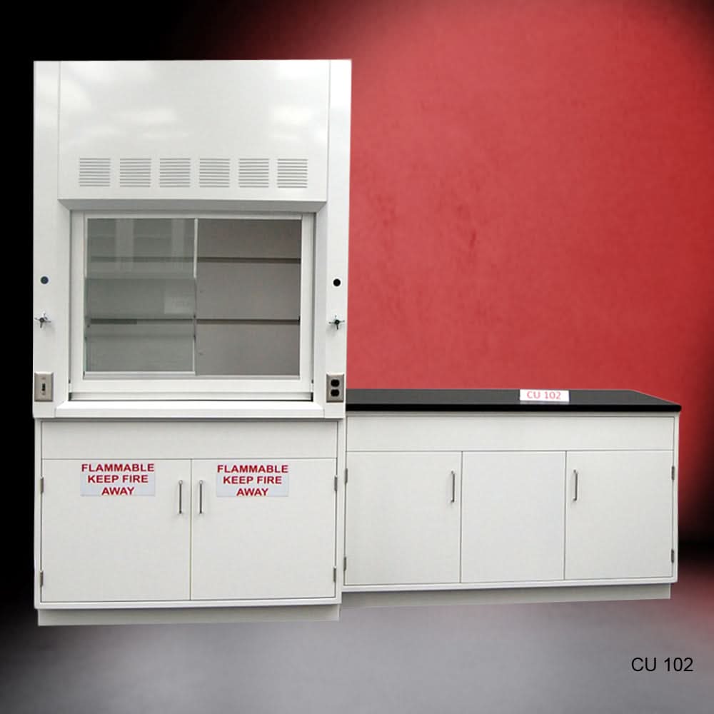 4′ Fisher American Fume Hood w/ Flammable Storage & 5′ Cabinets