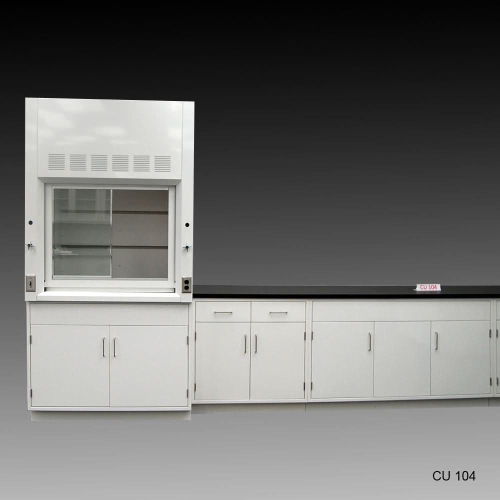 4ā² Fisher American Fume Hood w/ Storage & 10ā² Cabinets