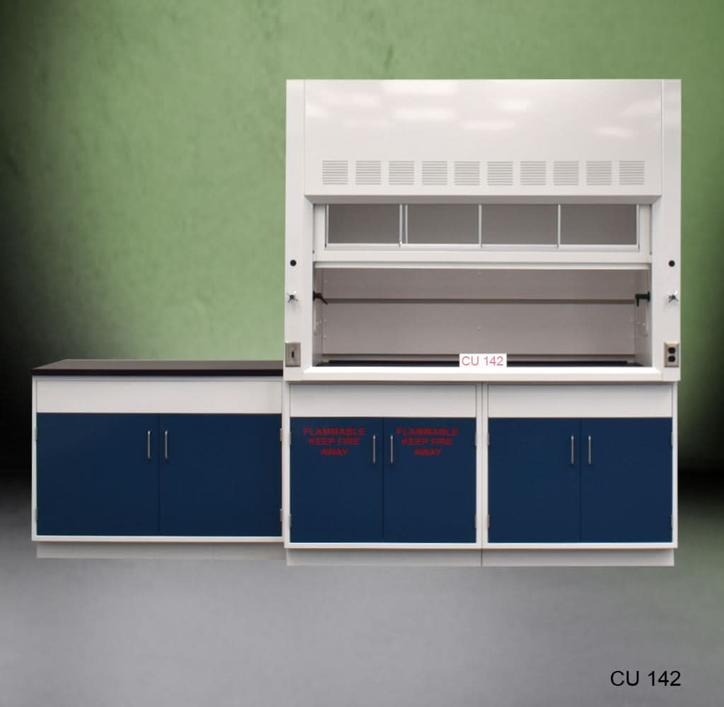 6′ Fisher American Fume Hood w/ 9′ Laboratory Cabinets & Flammable Storage