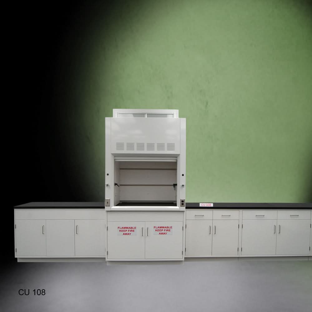 4ā² Fisher American Fume Hood w/ 15ā² Cabinets & 2 Door Flammable Storage